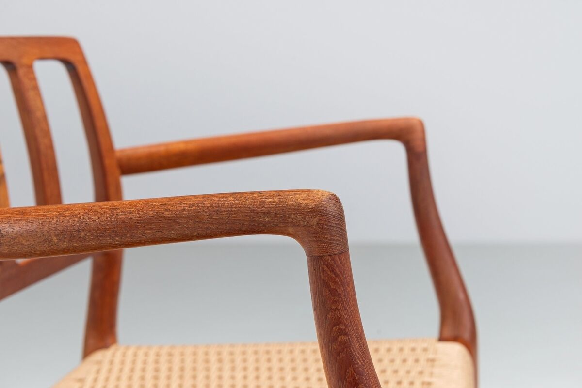 Niels Otto Moller model 66 armchairs in teak and paper cord Denmark 1970