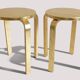 1990s IKEA Frosta Stools in the Style of Alvar Aalto, Gold Leaf Covered