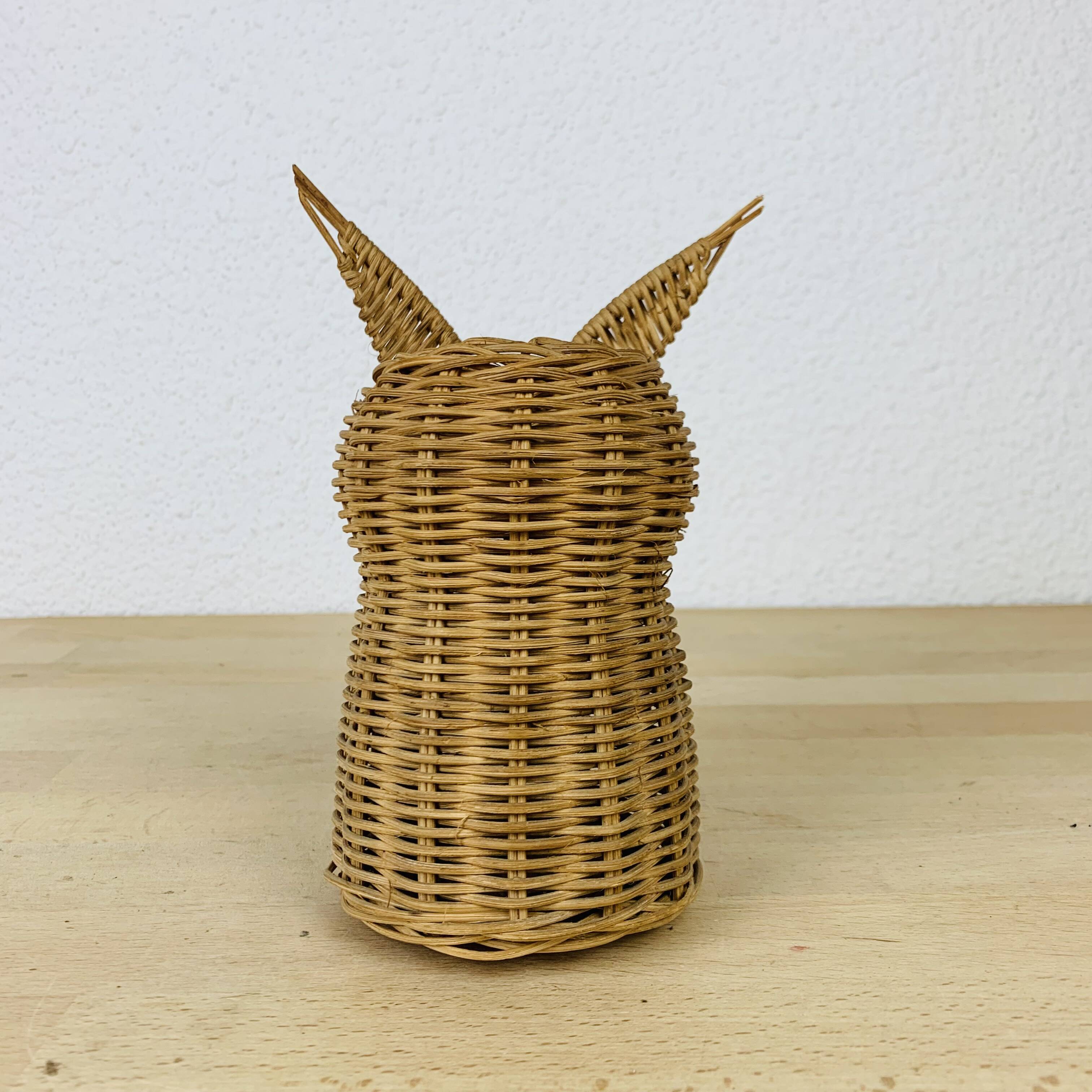 Pot à crayon hibou en osier