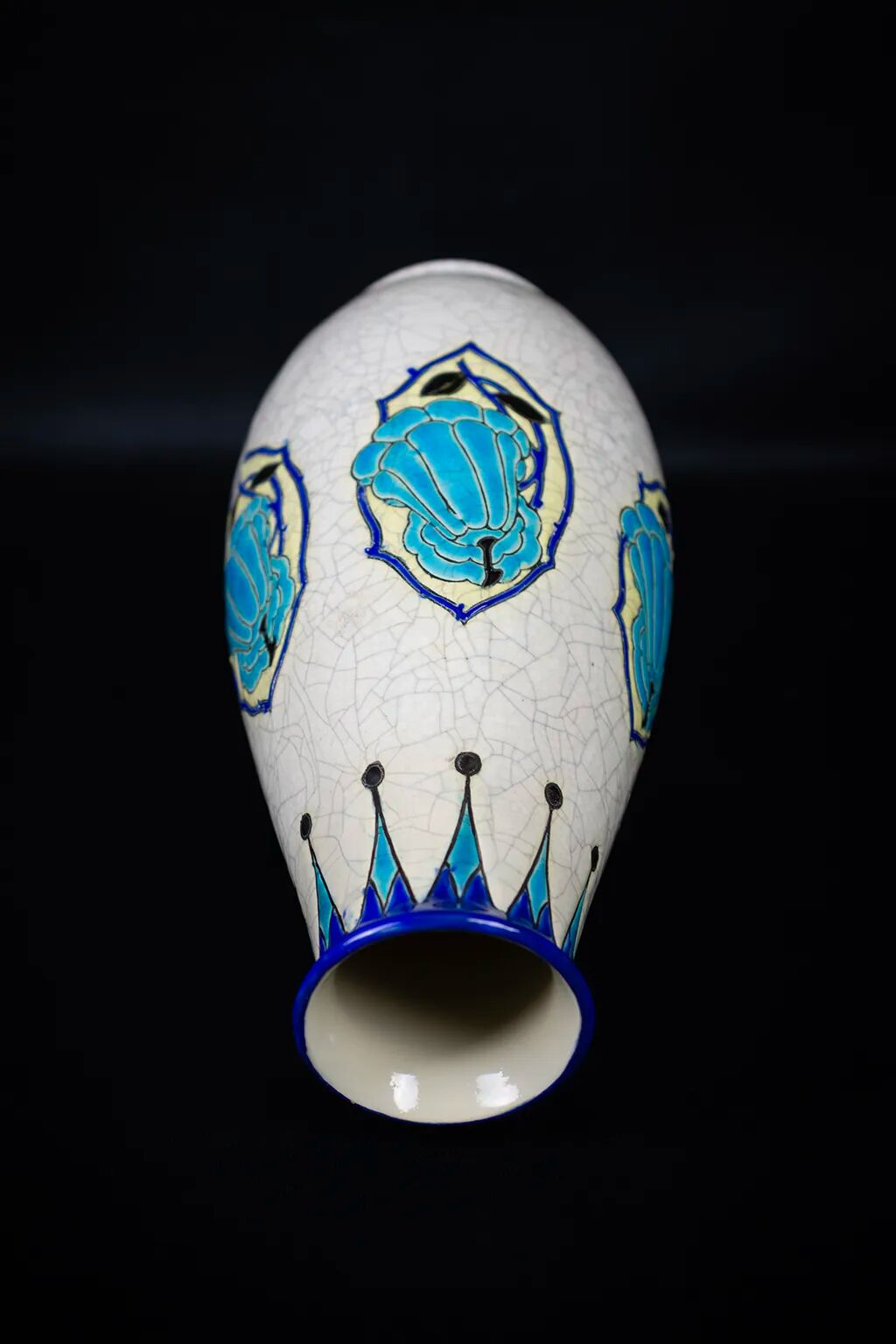 Art Deco vase in crackled earthenware, M. Dufrêne, Boch Keramis La Maîtrise