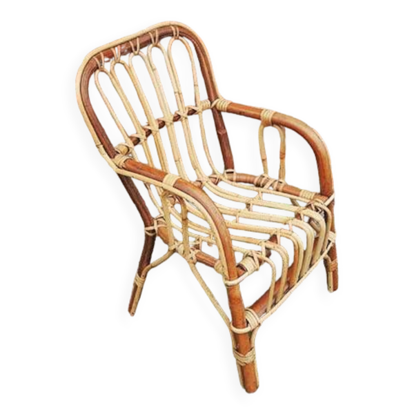 Ancien Fauteuil Pour Enfant Bambou & Osier