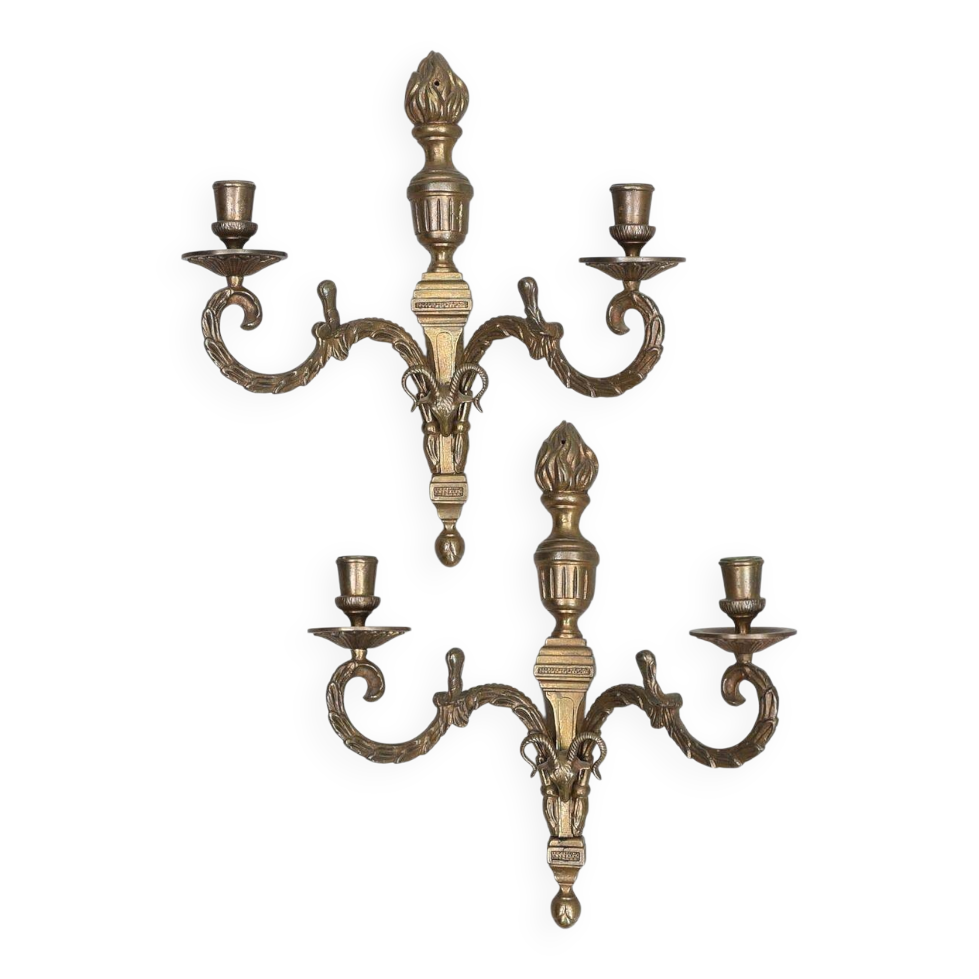 Pair Of Mid Century Gustavian Style Brass  Wall Sconces