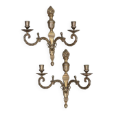 Pair Of Mid Century Gustavian Style Brass  Wall Sconces