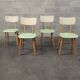 Lot de 4 chaises TON en bois , vert pastel et crème 1960