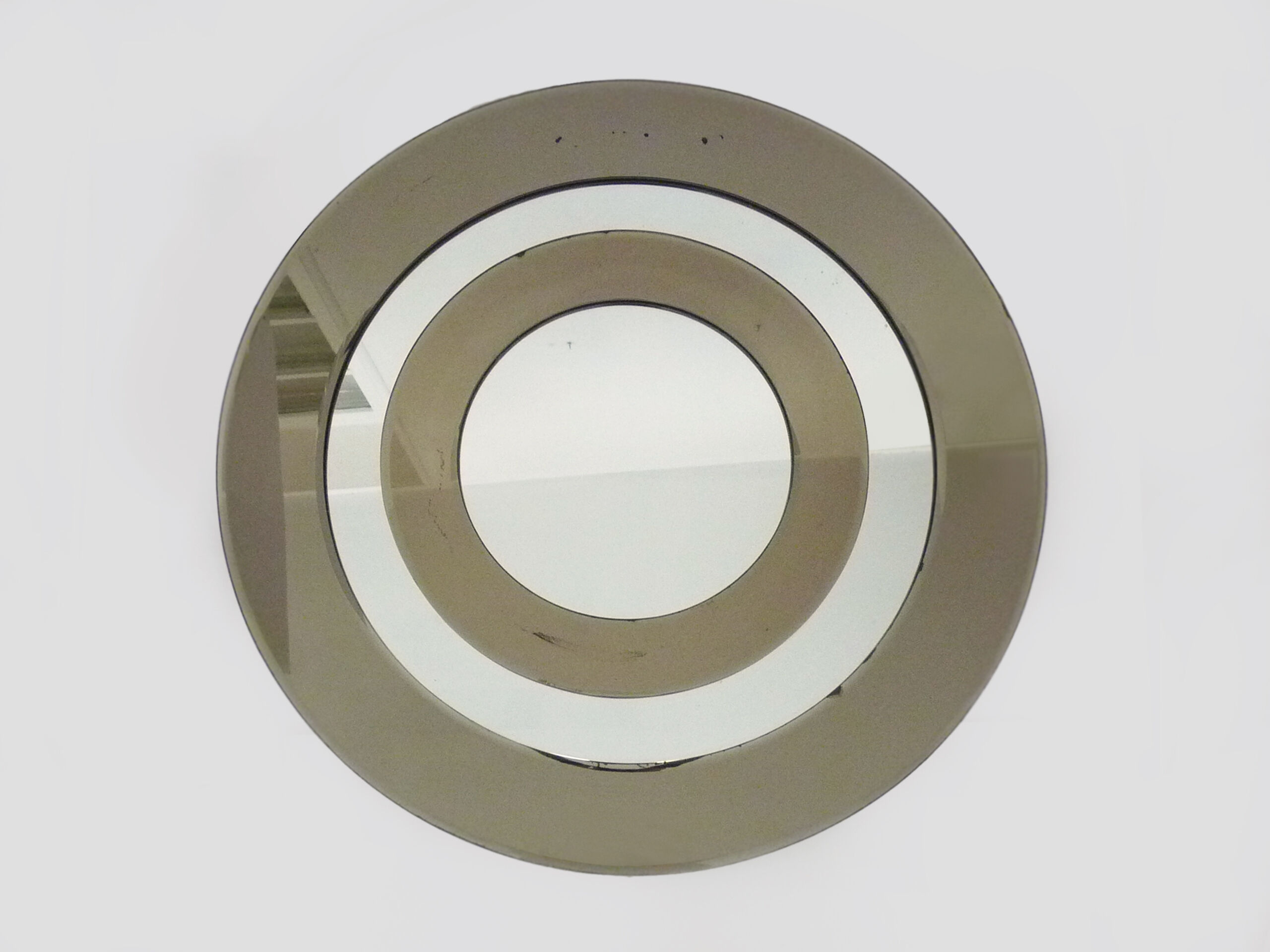 Beveled mirror round smoked glass with 2 shades, Italy