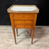 Pair of Louis XVI Style Bedside Tables in Cherry Wood