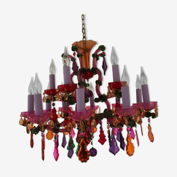 Lustre cristal multicolore