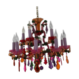 Very large multicolored crystal chandelier