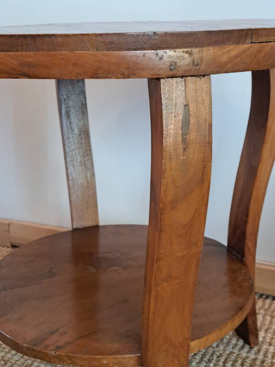 Art deco style solid wood double top side table
