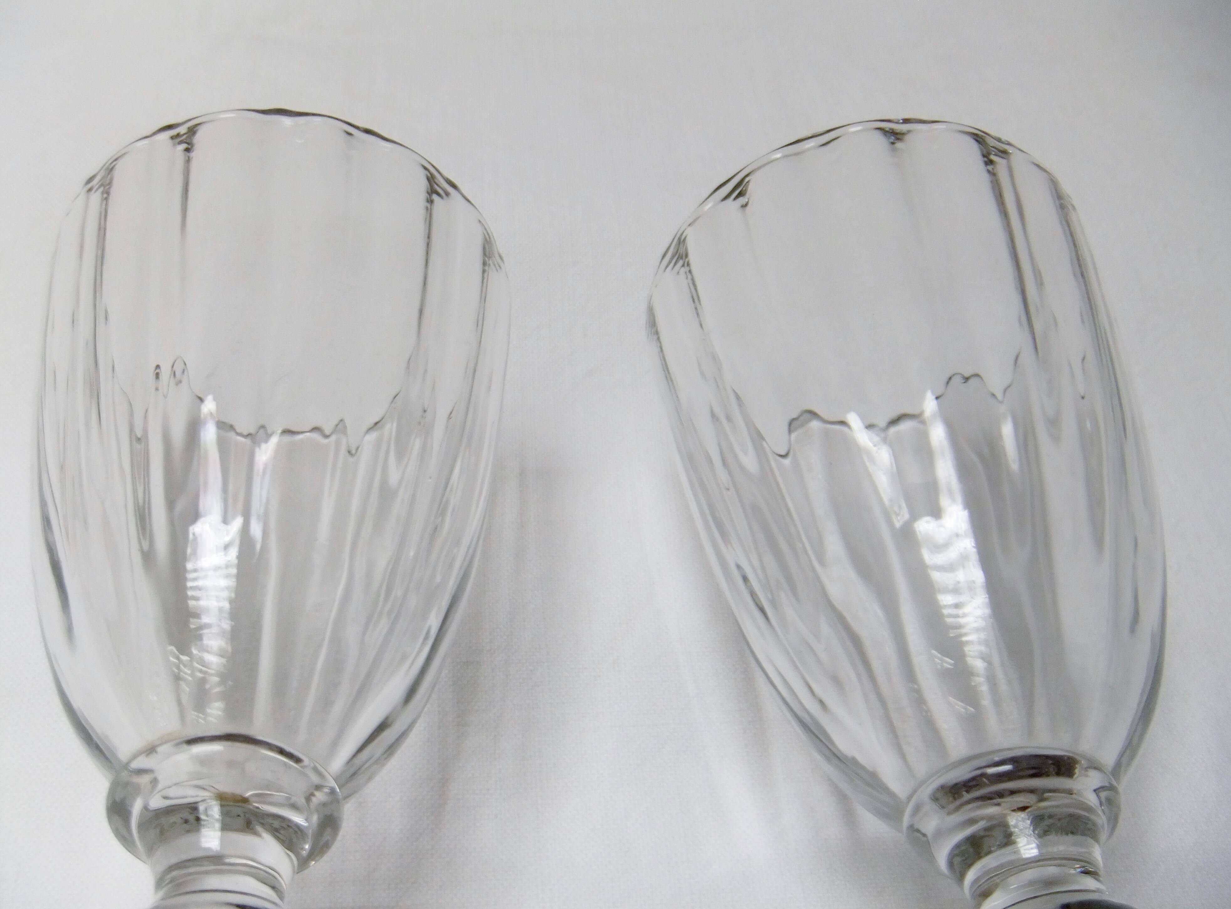 Old wine glass Daum Nancy crystal ribbed tableware