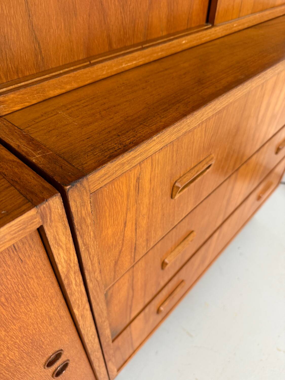 Antique 1950s vintage designer oak modular sideboard