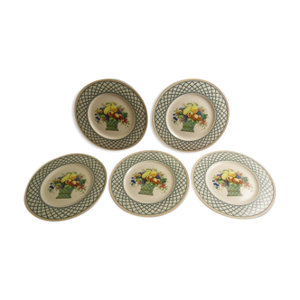 Service de 5 assiettes à dessert en porcelaine Villeroy et Boch modèle Basket