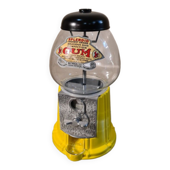 yellow candy dispenser 28x15 aluminum and glass distributed by carousel usa, very good condition