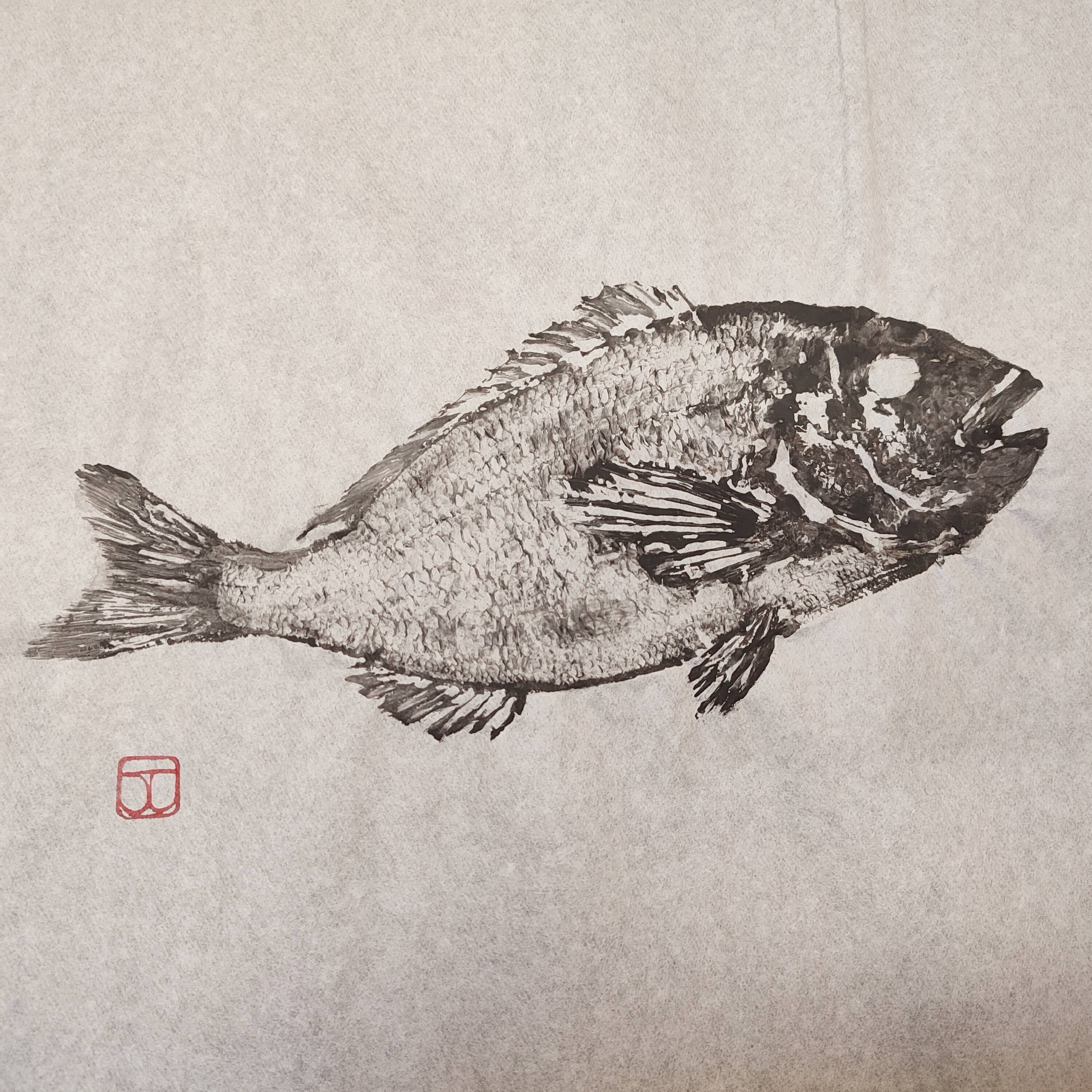 Fish print, original Gyotaku of a sea bream