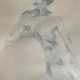 Painting signed monochrome blue black watercolor “seated woman”