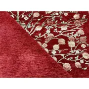 Hand-Knotted Red Area Rug with Botanical Tree Design for Living Room