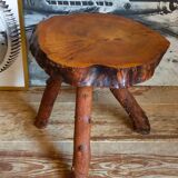 Brutalist sofa tip table in solid wood