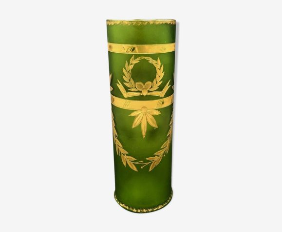 Vase Rouleau XIXè Givré Couronne de Laurier Or Legras Montjoye Baccarat