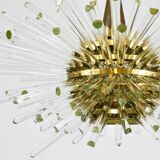 Lustre Bakalowits Miracle Sputnik en laiton avec tiges en verre cristal, années 1960