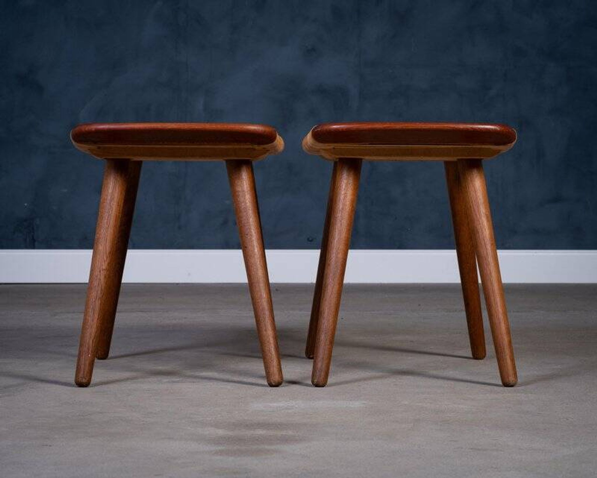 Tabourets en Teck et Tissé, Danemark, 1960s, Set de 2