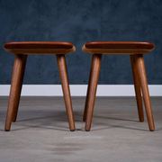 Tabourets en Teck et Tissé, Danemark, 1960s, Set de 2