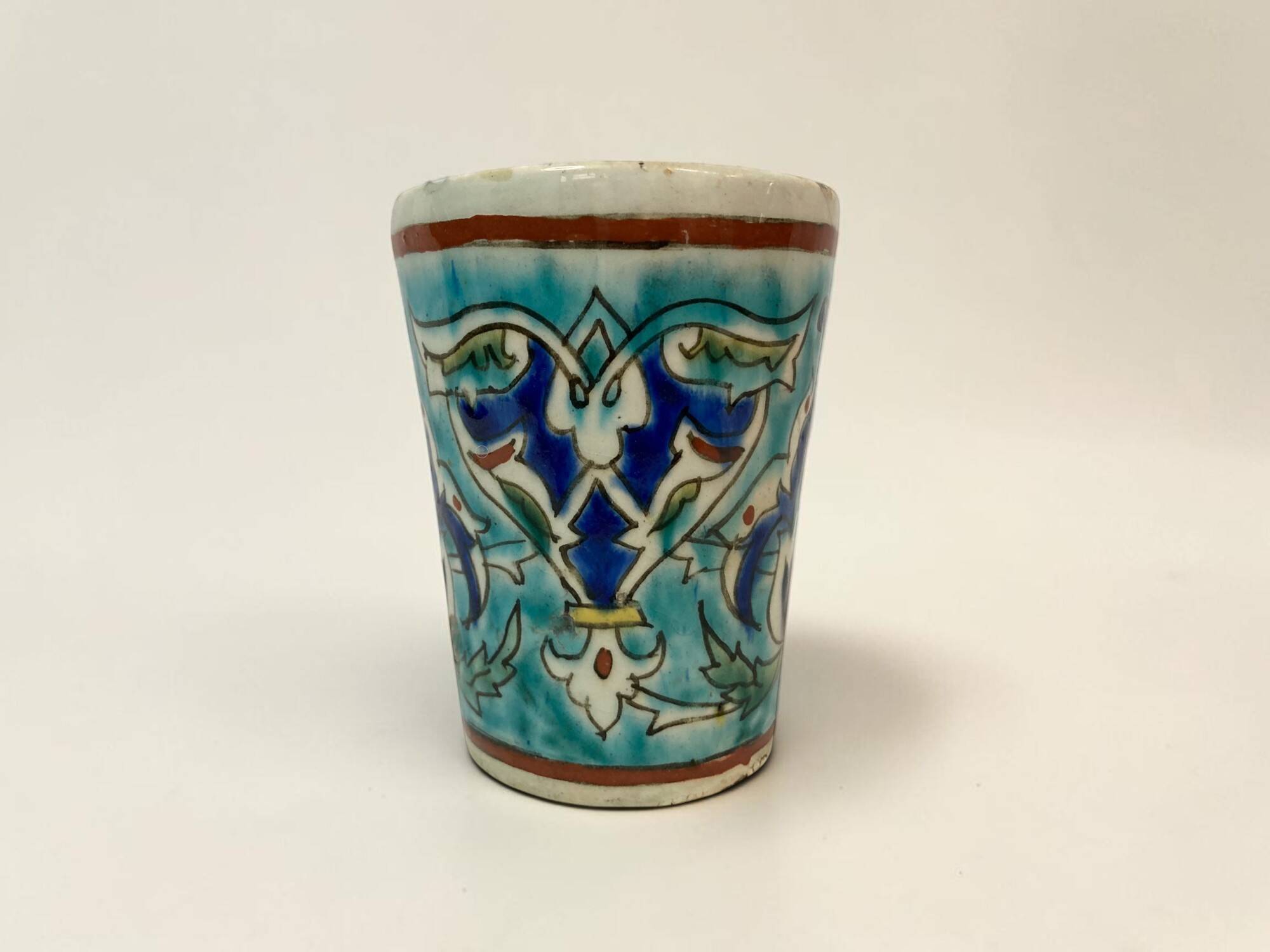 Iznik, glass goblet in polychrome faience Turkey 19th century