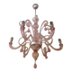 Murano Glass Chandelier in Pink 6 Arms