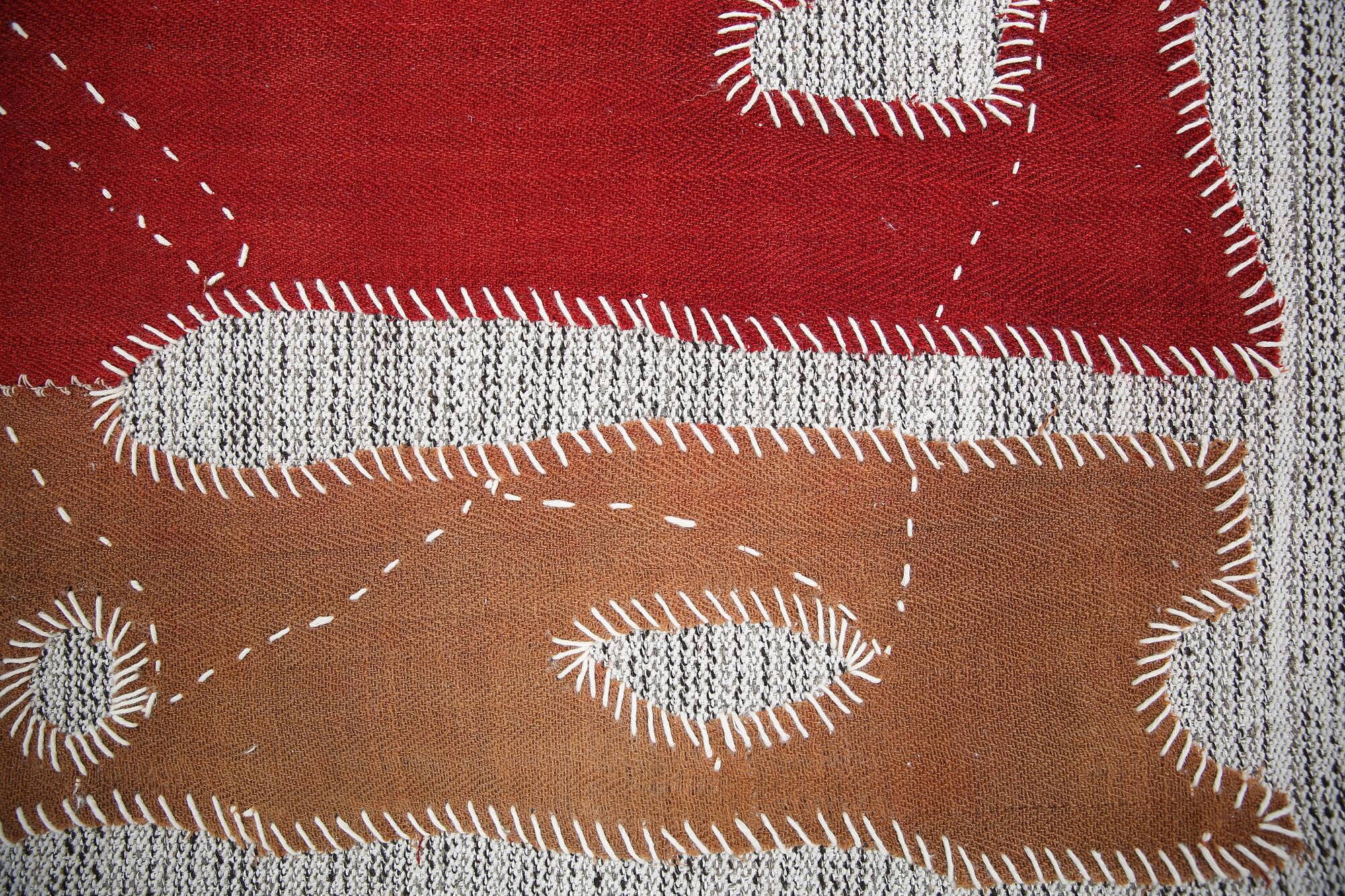 Burgundy Textile Wall Hanging, Handmade Tapestry Rug