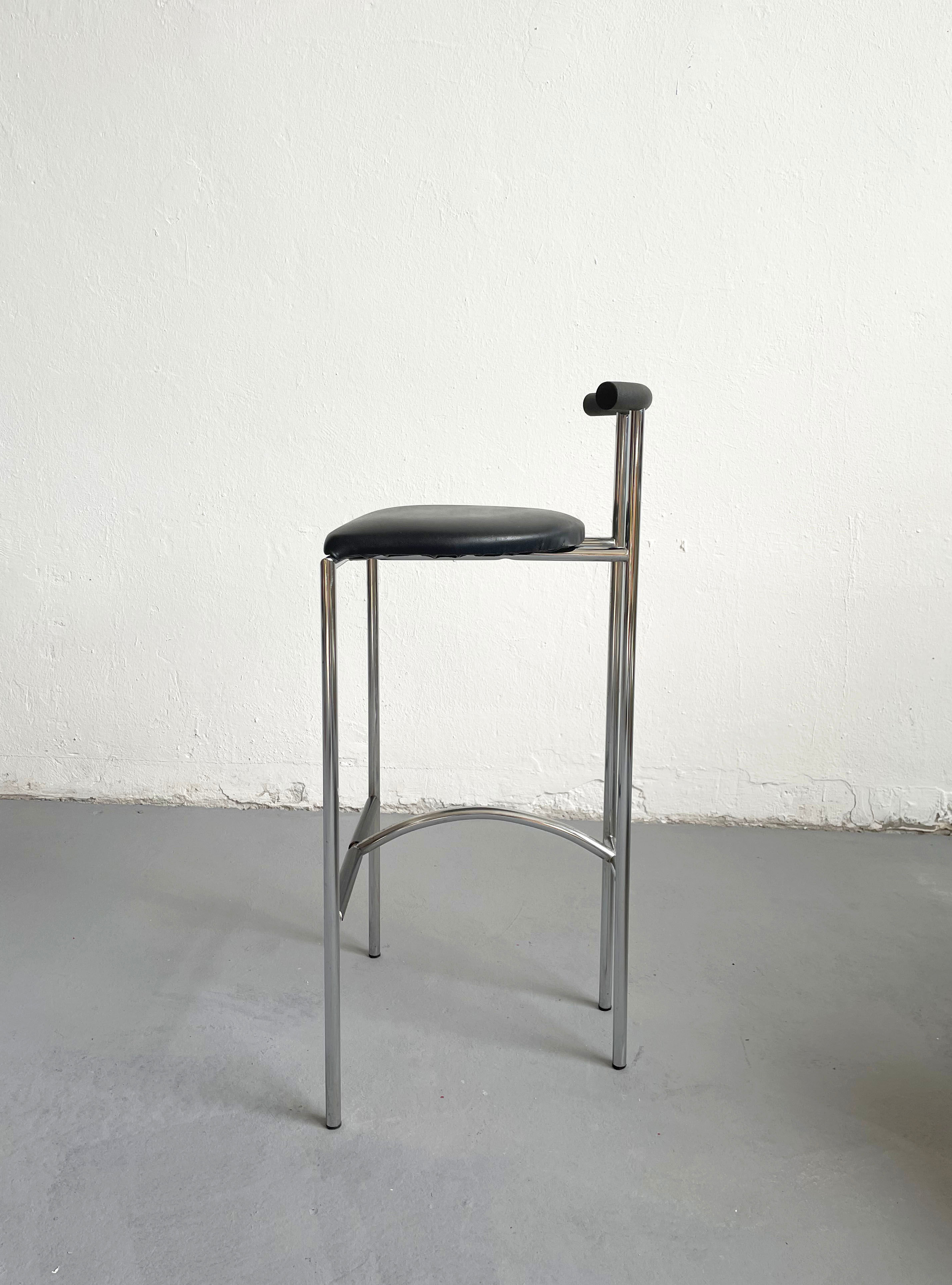 Italian Postmodern Black Tokyo Stool by Rodney Kinsman for Bieffeplast, 1985