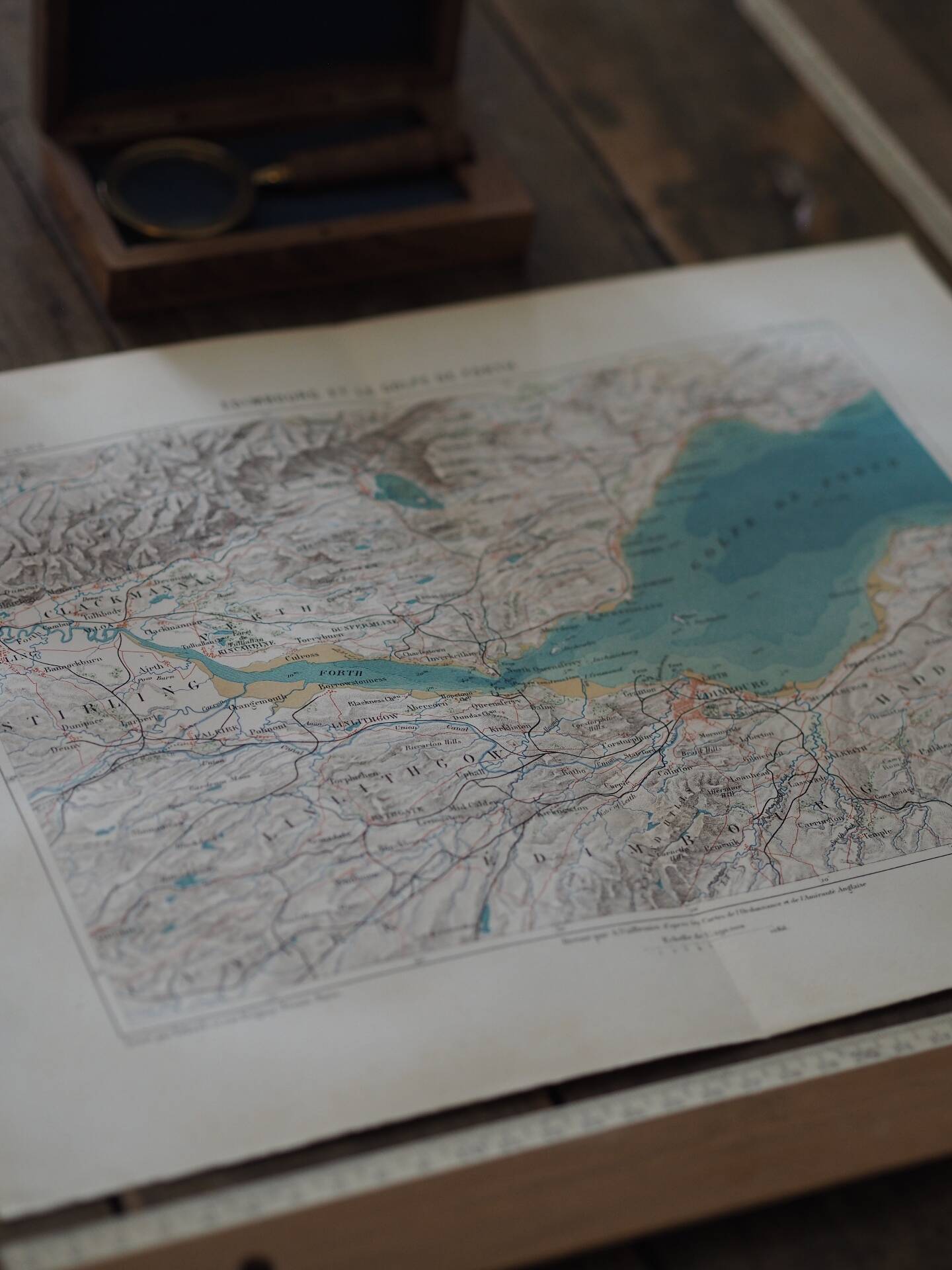 Carte ancienne Edimbourg et golfe de Forth - 1879 | Décoration murale