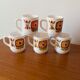 5 coffee cups Mobil 1972 designer Jean-Charles Meunier Editor Arcopal