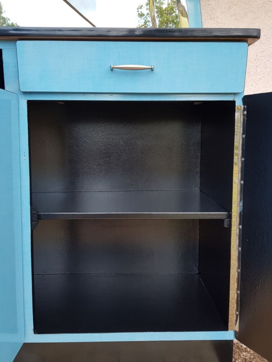 Buffet Formica blue and yellow years 60