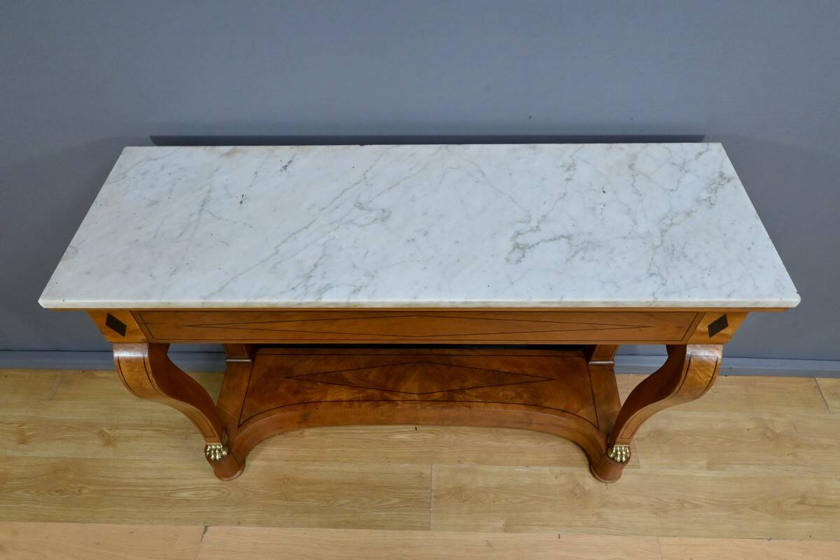 Walnut Burl Console, Restoration Period – Early 19th Century