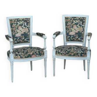 Pair of Louis XVI style armchairs