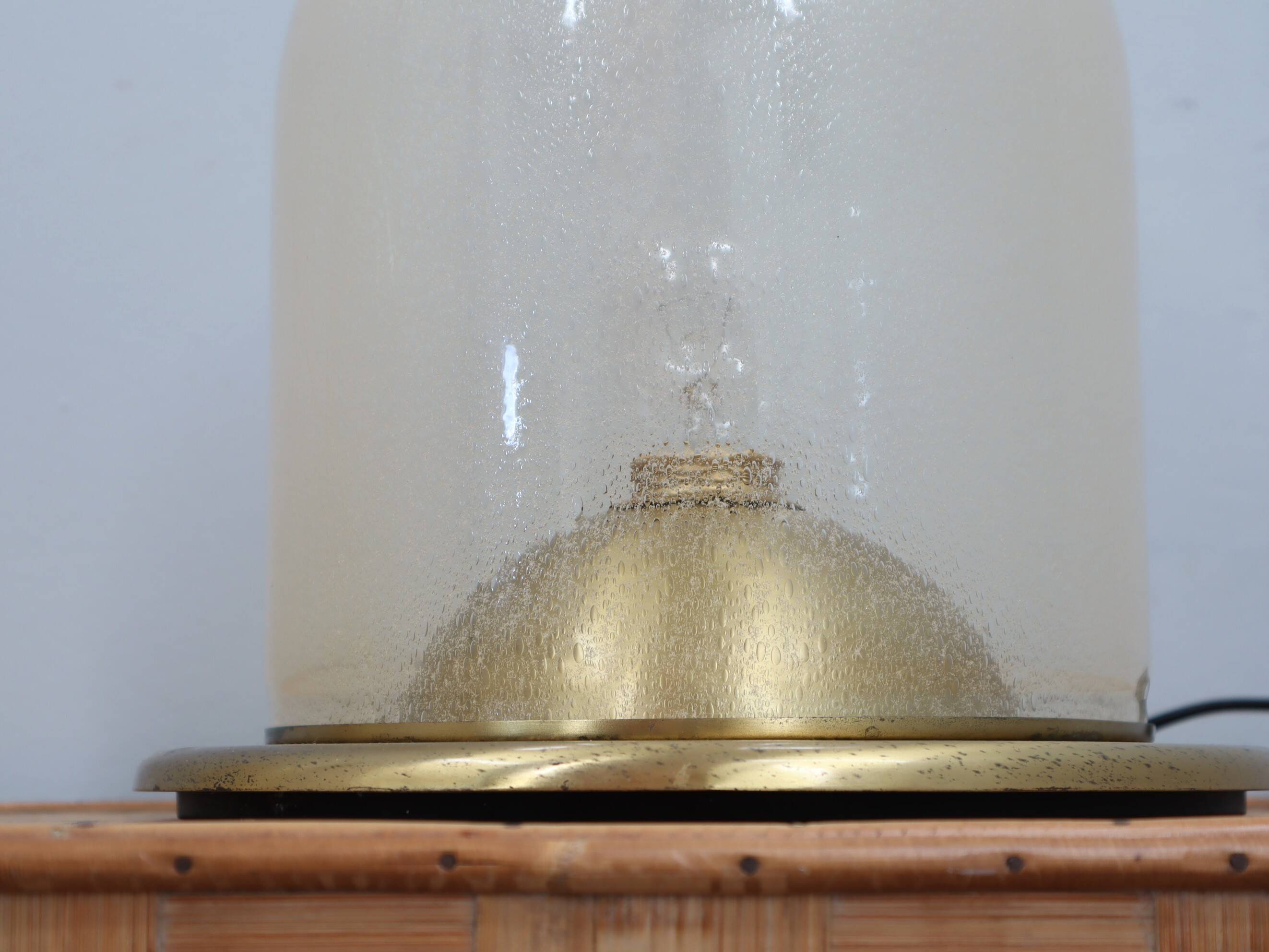 Pair of La Murrina 1970s dome lamps pulegoso glass & gilded brass