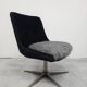 Mid-century redesigned swivel chair in velvet and faux fur.