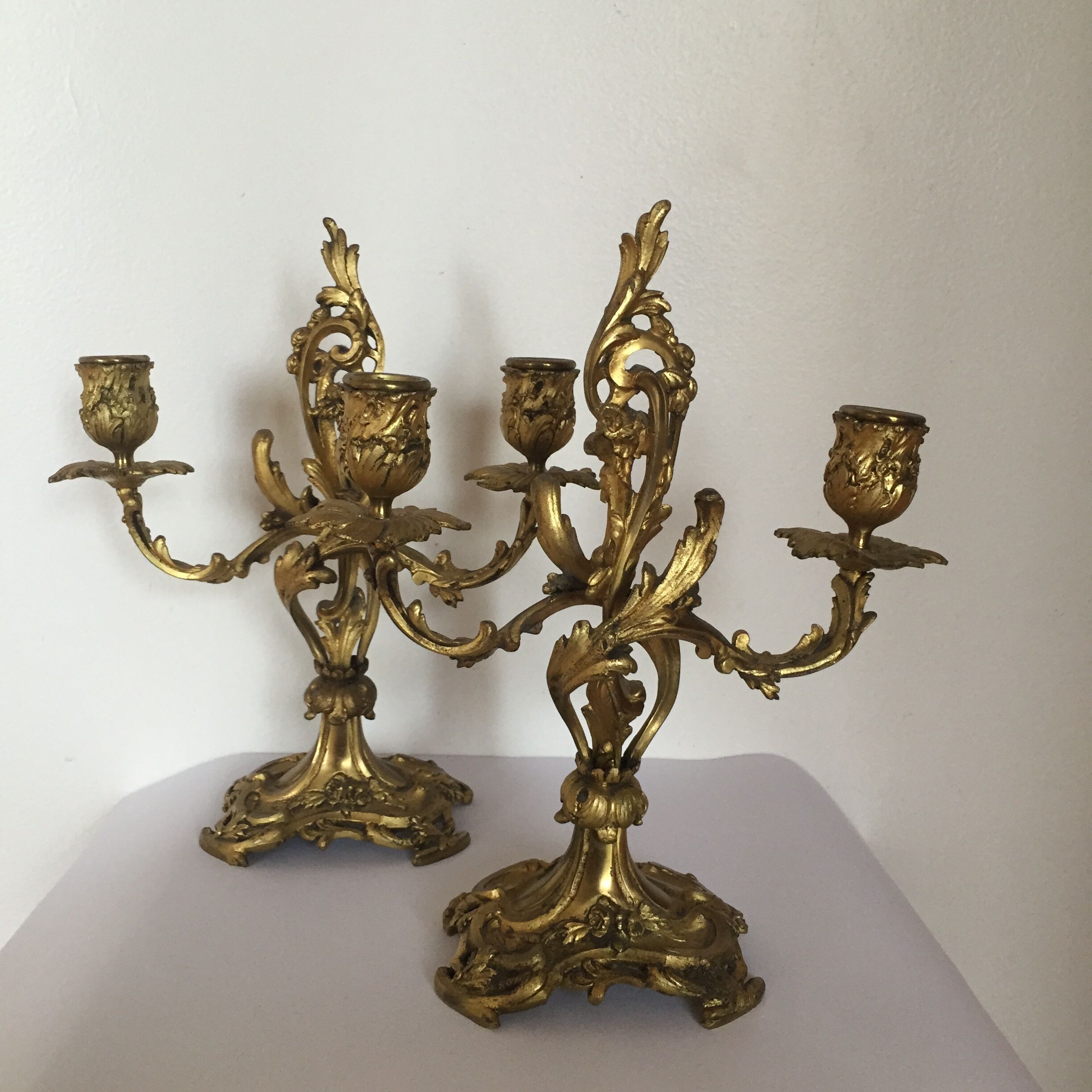 Paire de chandeliers en bronze