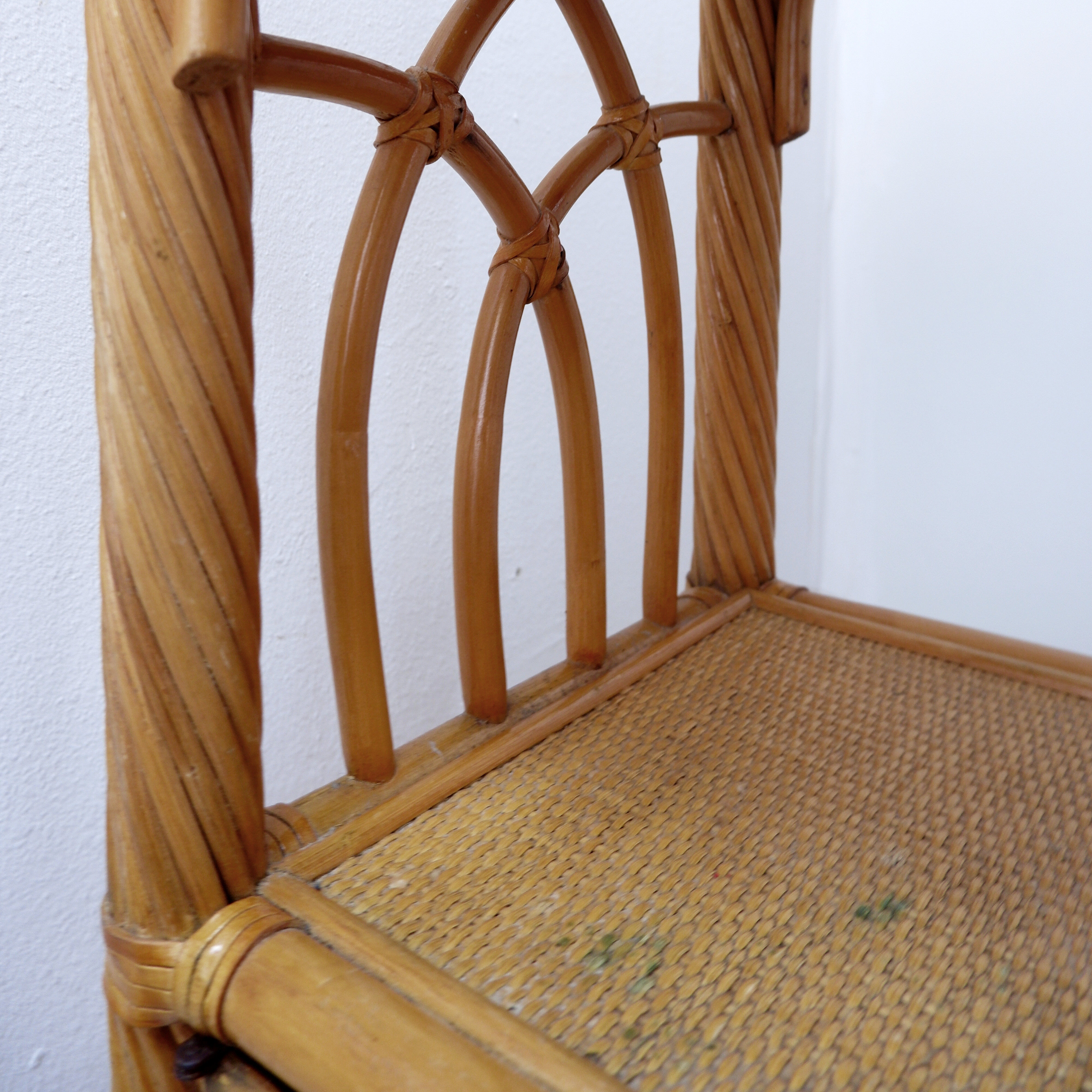 Vintage bamboo bookcase with drawers, 1980s