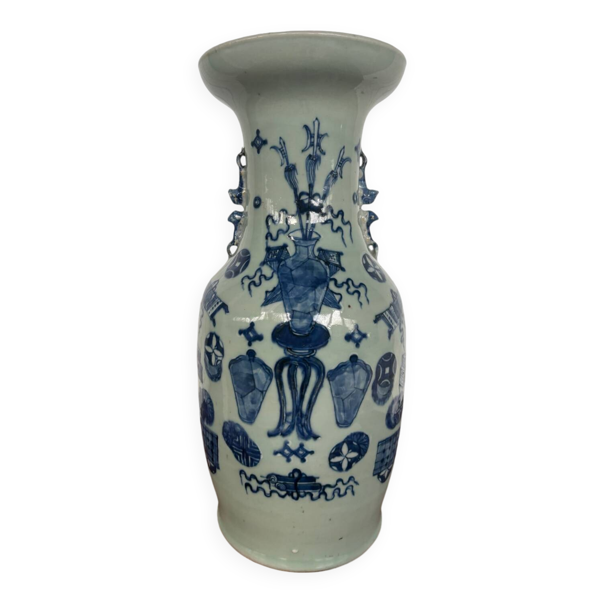 Grand vase balustre en porcelaine bleu, Chine, fin XIX ème