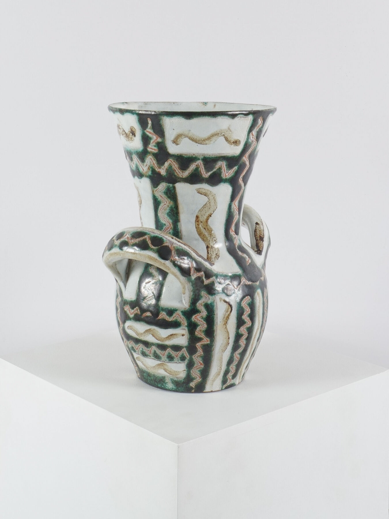 Ceramic vase with handles by Robert Picault, France, circa 1960.