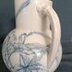 Pitcher jug vase earthenware floral decor blue early 20th century