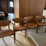 A Set of 5 HOUSE OF FIN JUHL CHAIRS - 108 AND 109 - WALNUT AND LEATHER