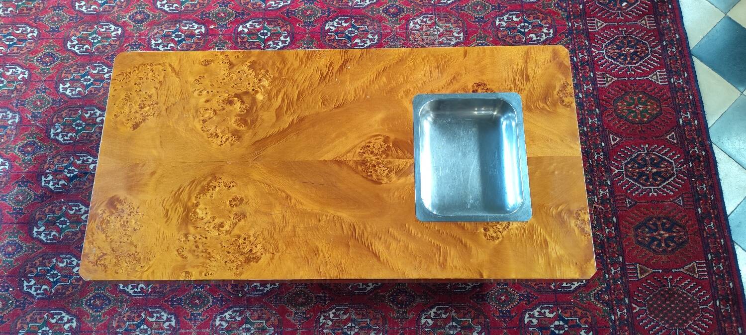 Table basse en loupe d'orme, par Roche Bobois, 1970