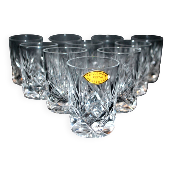 Lot de 10 verres shooter à alcool liqueur rhum cristal taillé lemberg junon