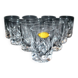 Set of 10 shot glasses for alcohol, liqueur, rum, crystal cut lemberg junon