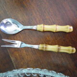 Vintage serving dish with aperitif, appetizers with its 2 serving accessories, original box