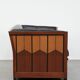 Art Deco  black leather 2.5-seater design sofa with beautiful woodwork