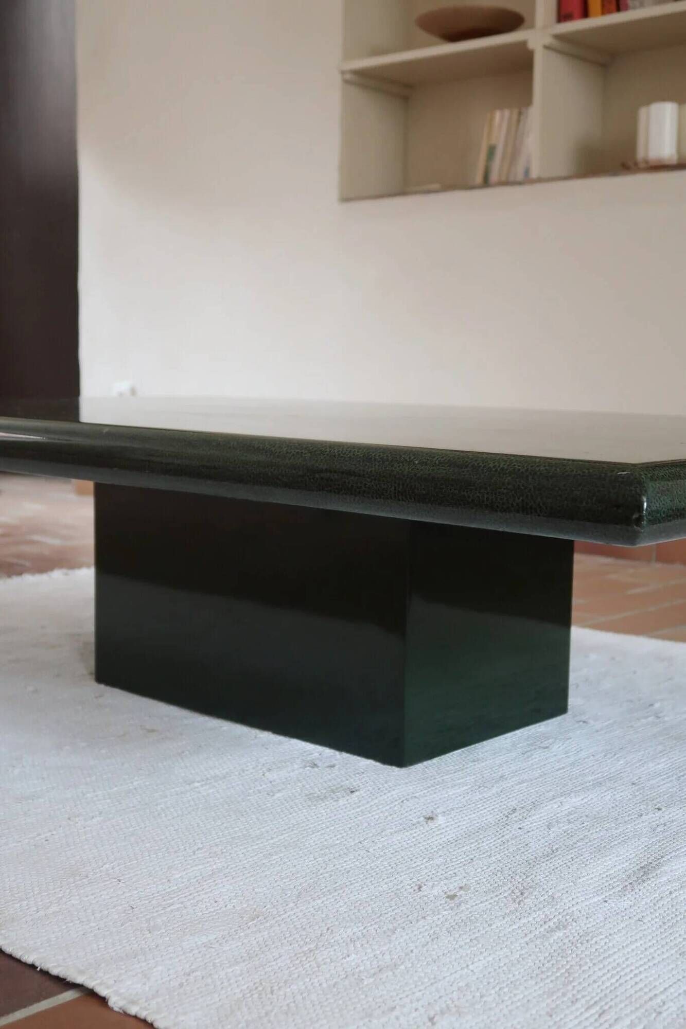 Green coffee table attributed to Jean-Claude Mahey, Roche Bobois.