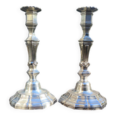Magnificent pair of silver candlesticks.