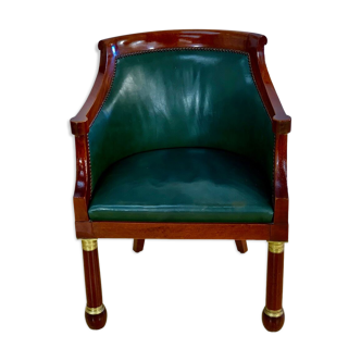 Mahogany office chair, empire style gondola shape